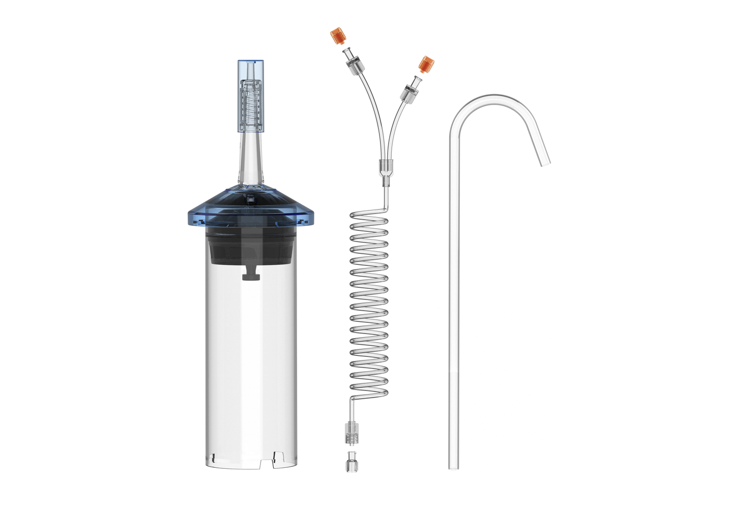 Syringe with Dual Check Valve, 150cm Y-Coiled Connecting Tube & Quick Fill Tube