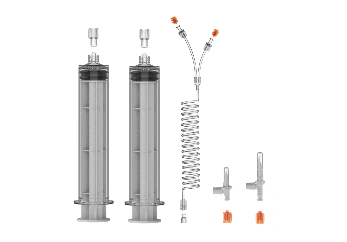 2×60ml Syringes Kit with Dual Check Valve