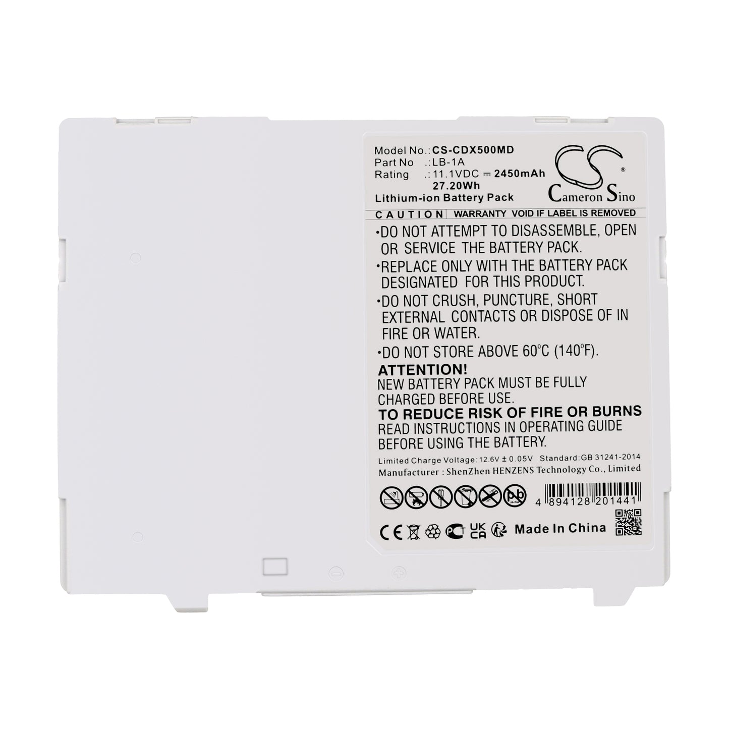 Battery compatible with Canon CXDI Wireless DR Panels – 11.1V 2450mAh CS-CDX500MD
