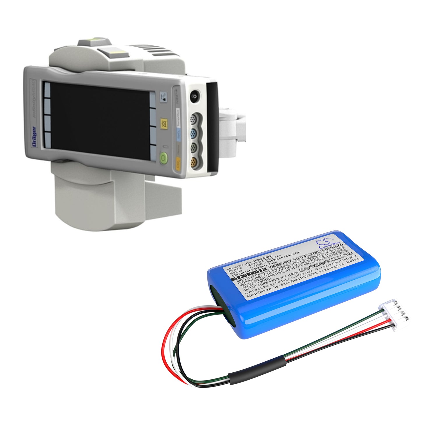 Battery for Drager Infinity M540 / M450 Monitor – 7.4V 3400mAh