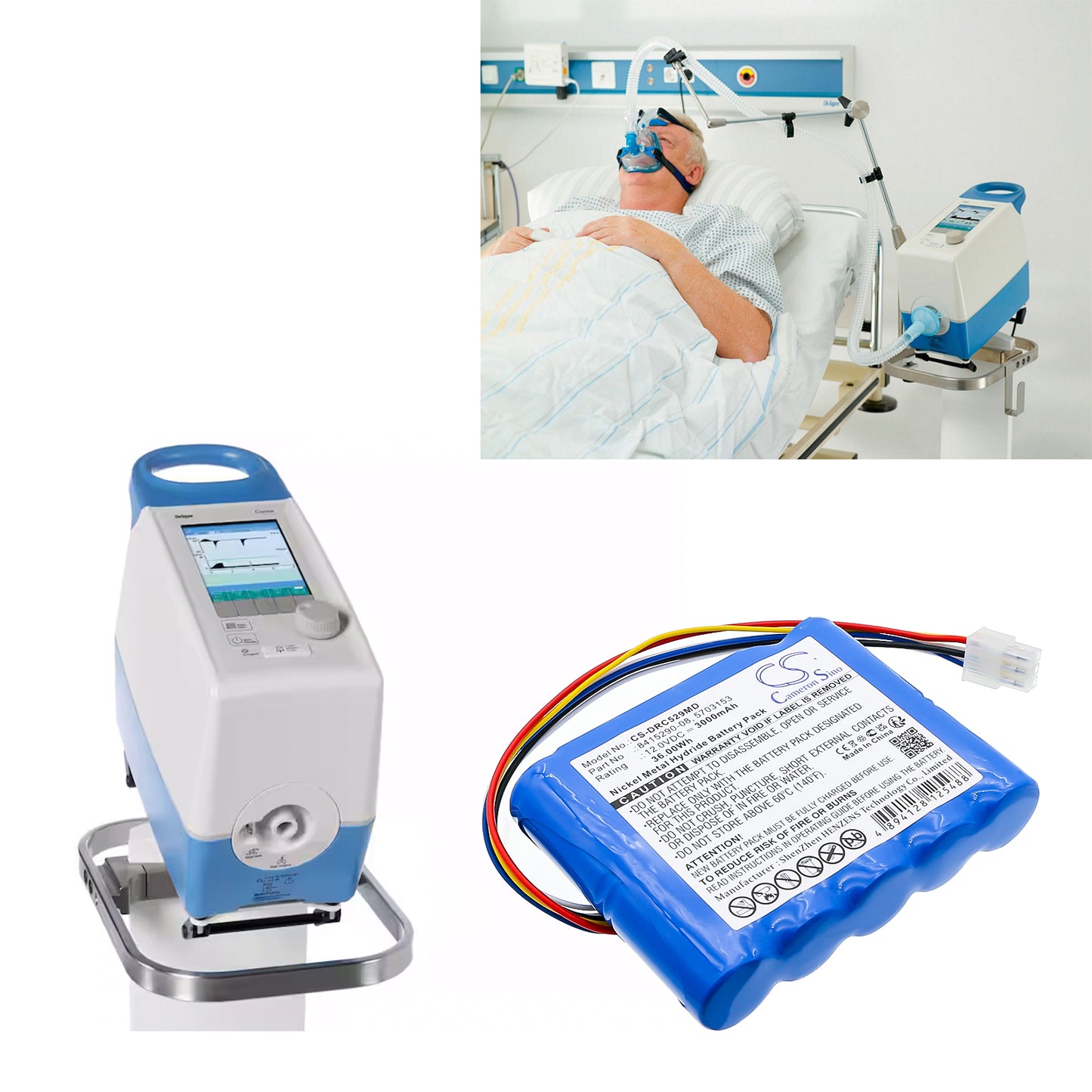Battery for Drager Carina NIV Ventilator – 12.0V 3000mAh
