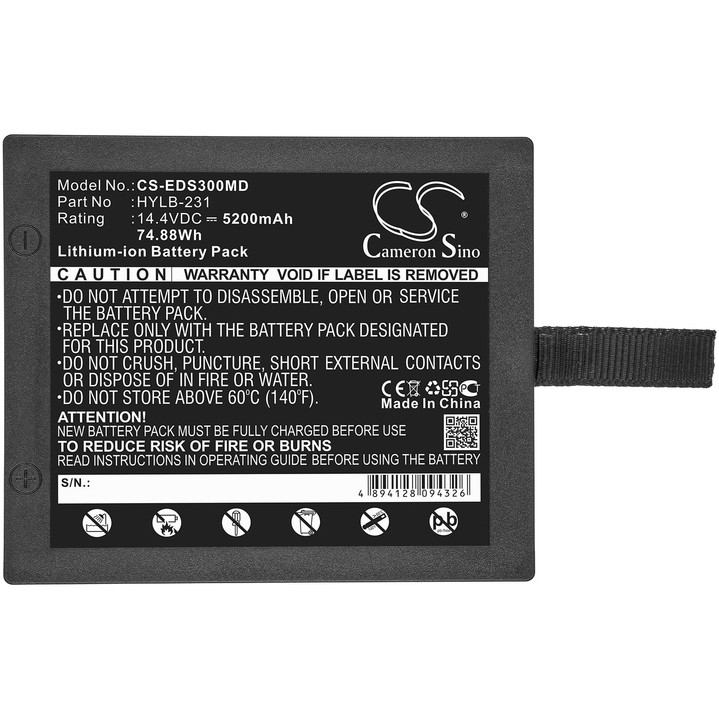 Battery for EDAN SE-3 ECG Machine – 14.4V 5200mAh