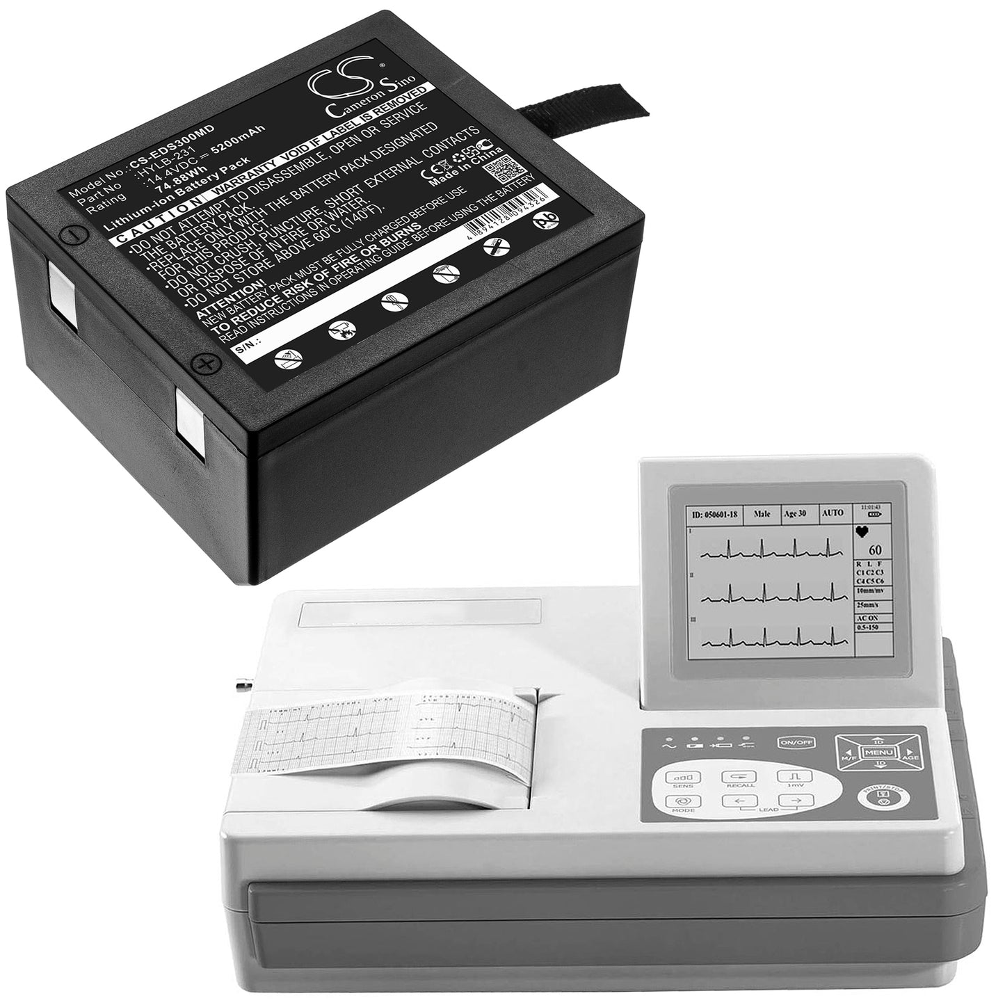 Battery for EDAN SE-3 ECG Machine – 14.4V 5200mAh