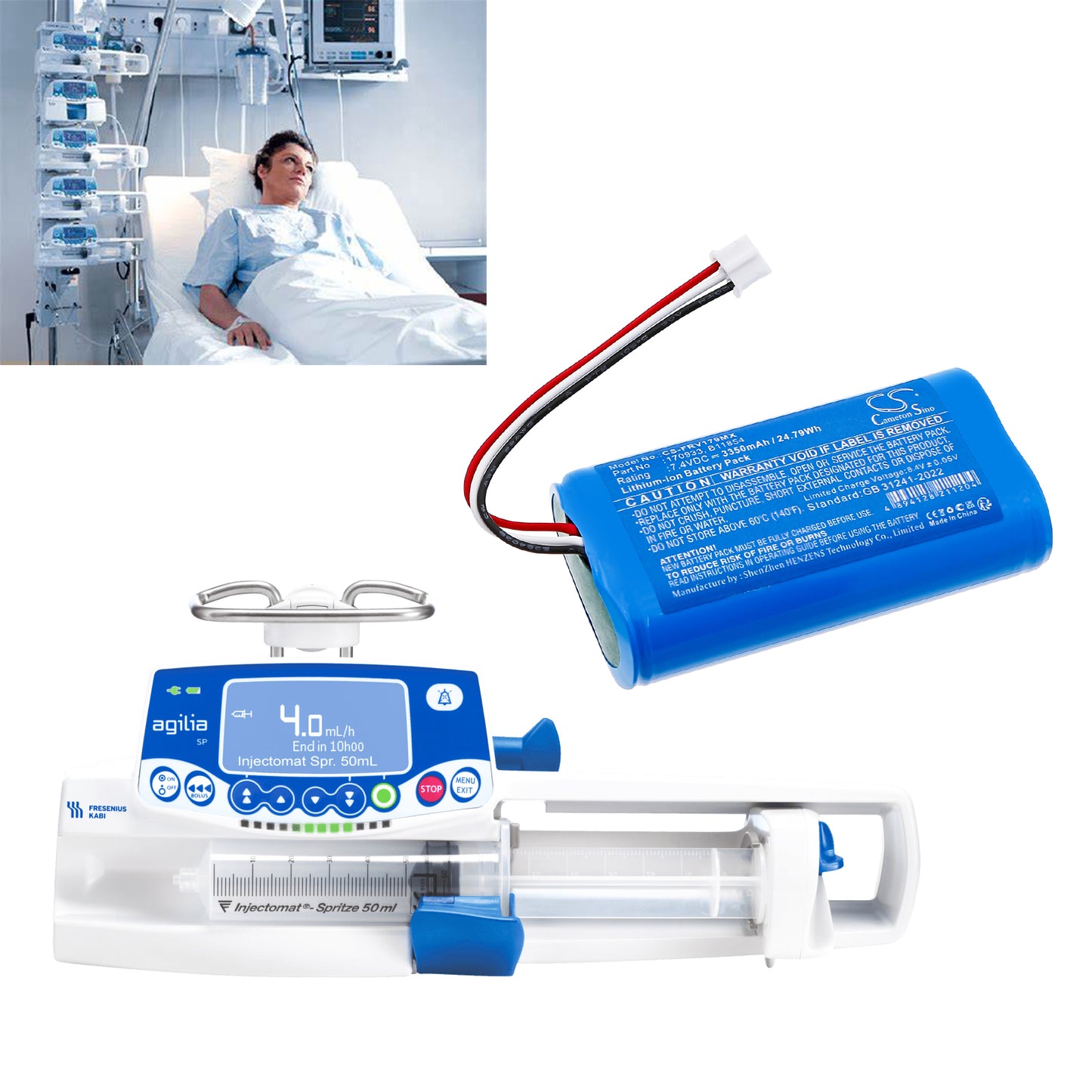 Battery for Fresenius Agilia Series – 7.4V 3350mAh