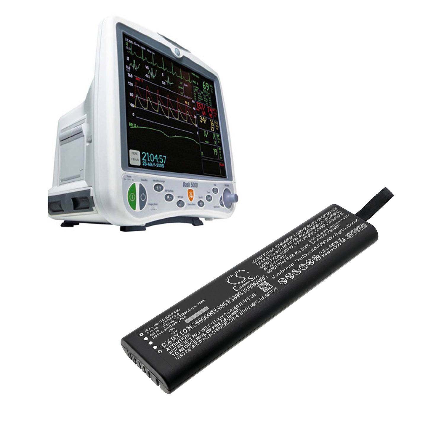 Battery for GE B20 / B30 / B40 Healthcare, Dash 3000 / 4000 / 5000 / B30 / B40 / B50, Moniteur 5000, Moniteur Dash Series – 11.1V 5200mAh