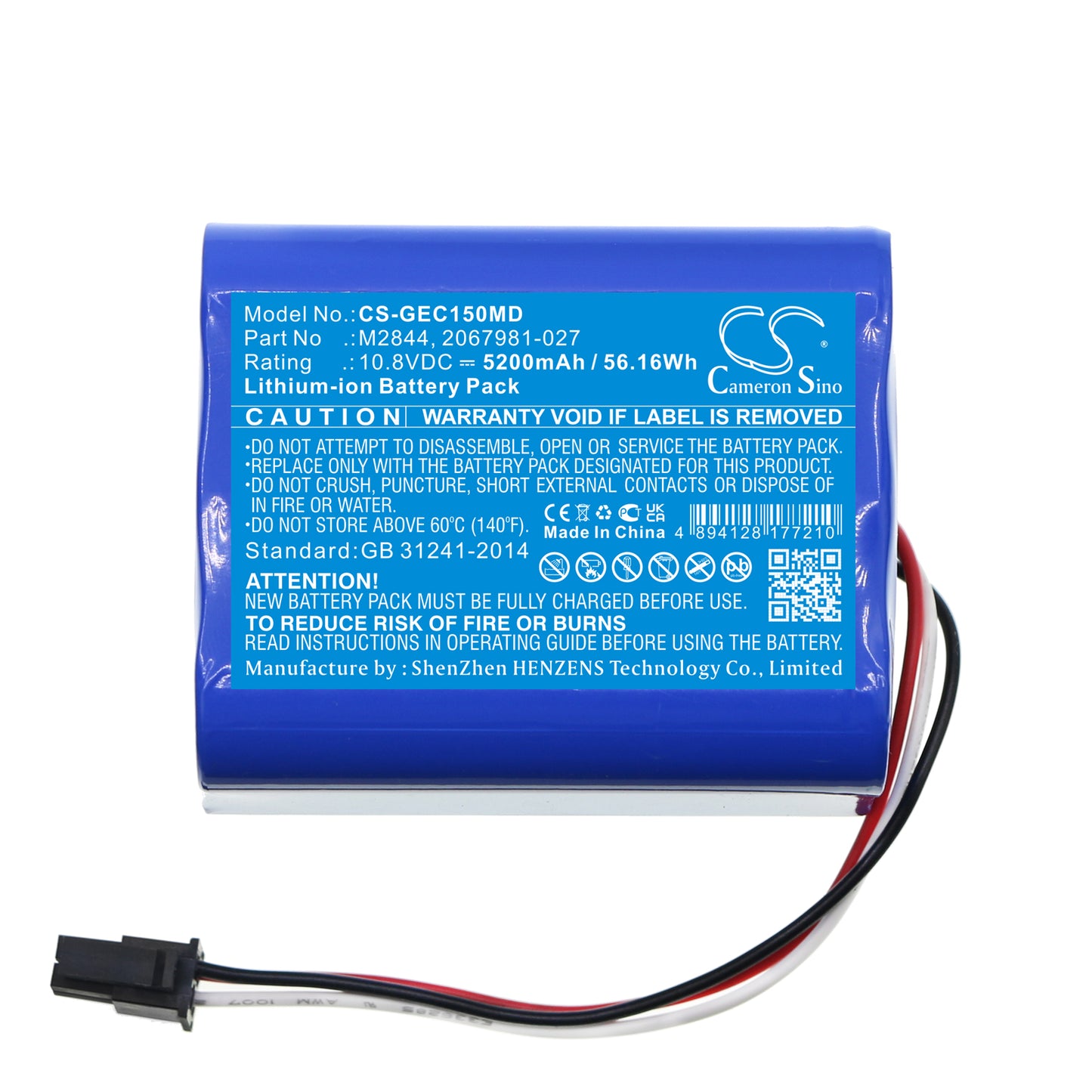Battery for GE Carescape Dinamap VC150 Vital Sign Monitor – 10.8V 5200mAh