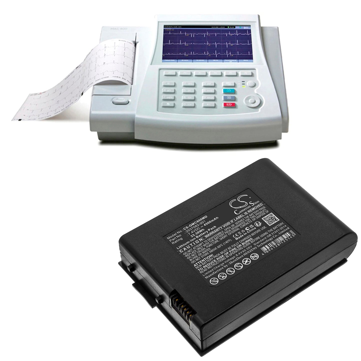 GE MAC 800 ECG Medical Replacement Battery – 7.4V 4500mAh
