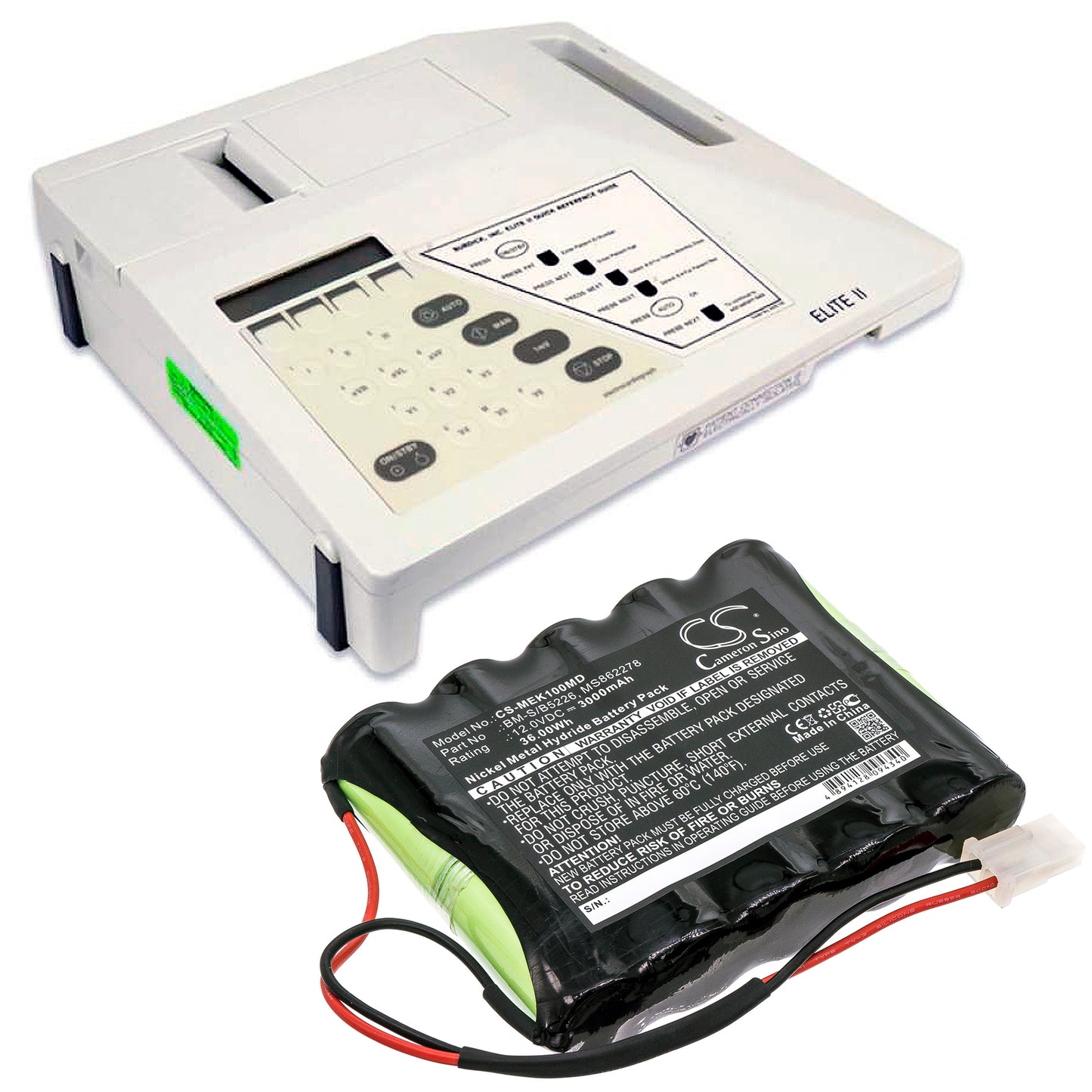 Battery for Fukuda Denshi FC 700A / Siemens Elite / Burdick EK10 – 12.0V 3000mAh