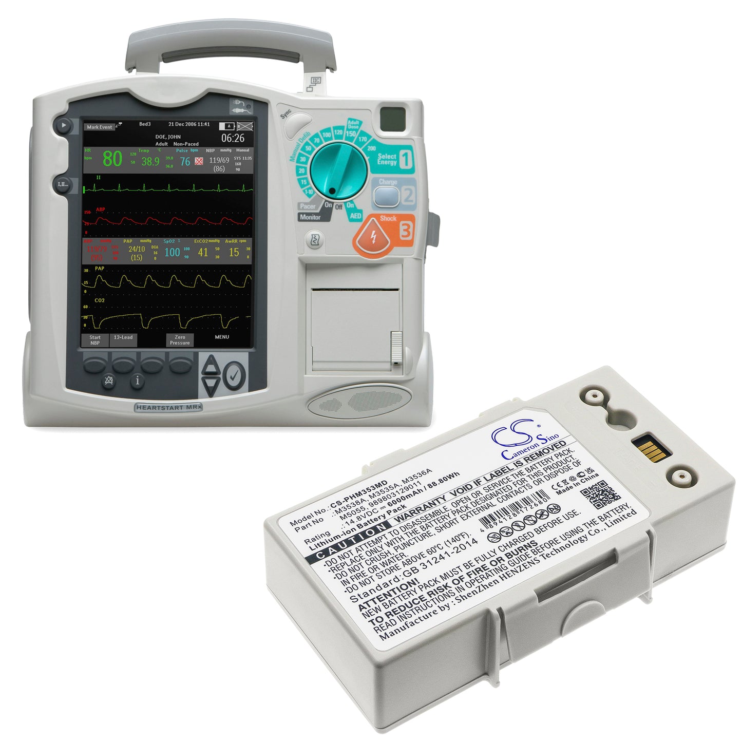 Battery for Philips Defibrillator HeartStart MRx / HeartStart MRx / HeartStart MRx Monitor / Laerdal Monitor – 14.8V 6000mAh