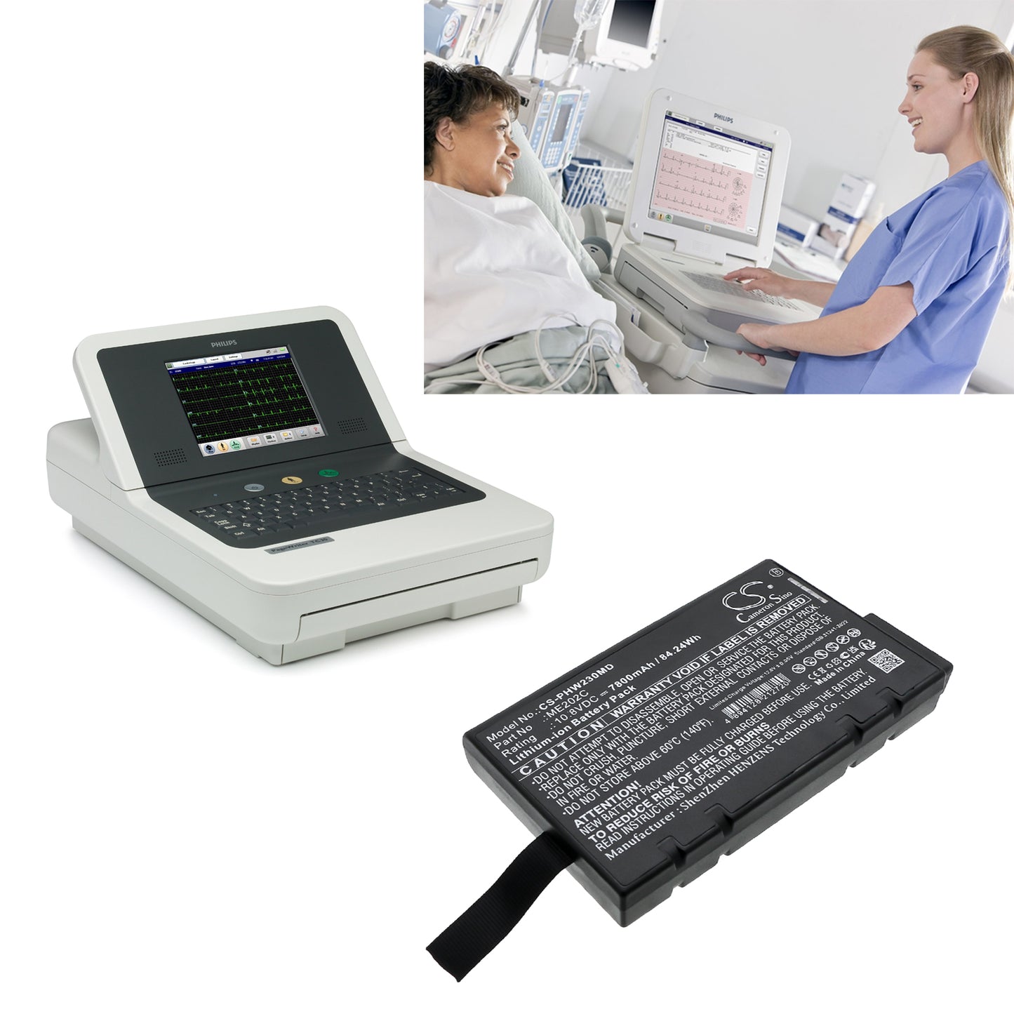 Battery for Philips PageWriter TC20 / TC30 Cardiograph – 10.8V 7800mAh