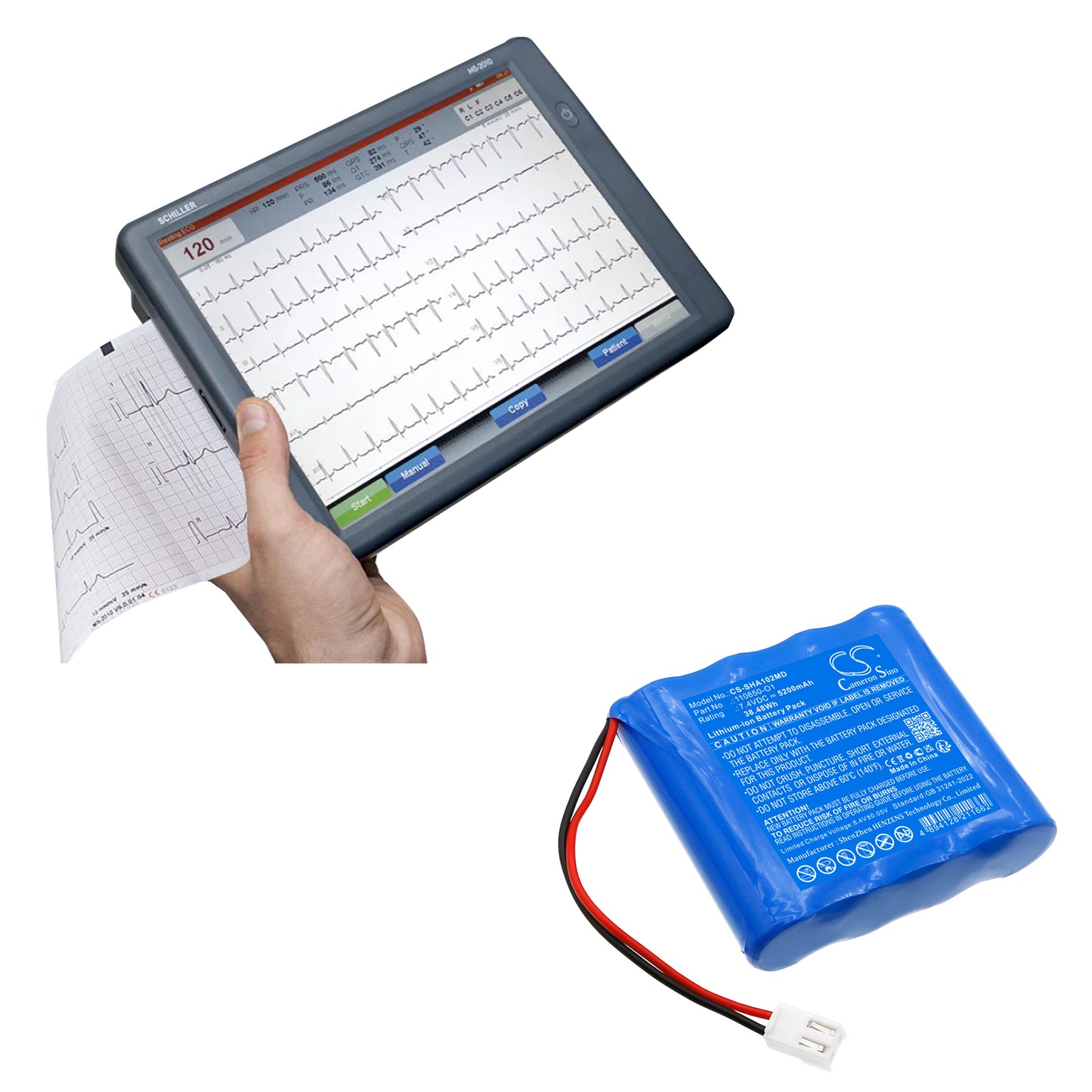 Battery for Schiller Cardiovit AT102+ / MS-2010 / MS-2015 / MS-2015NEU – 7.4V 5200mAh