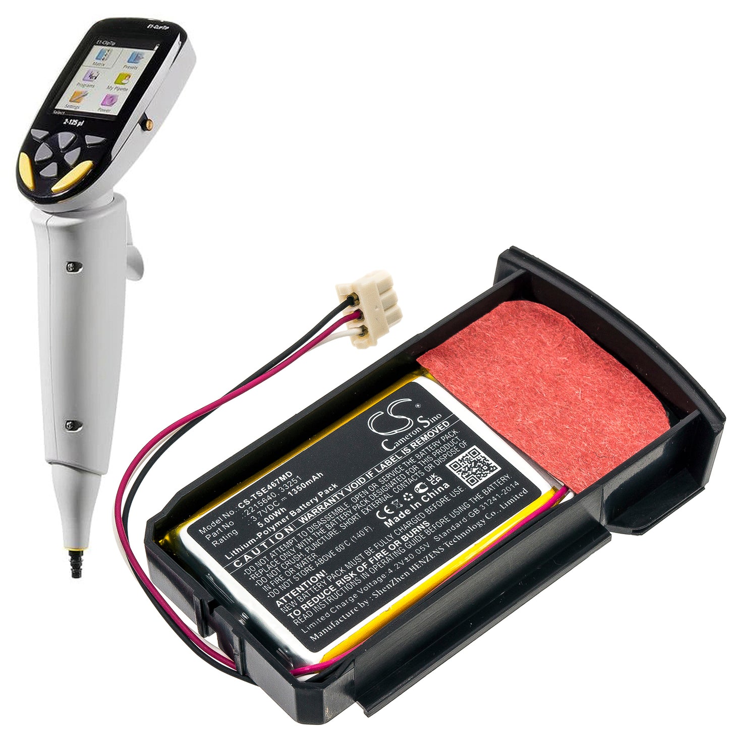 Battery for Thermo Scientific E1 Clip Tip 4671 4672 – 3.7V 1350mAh