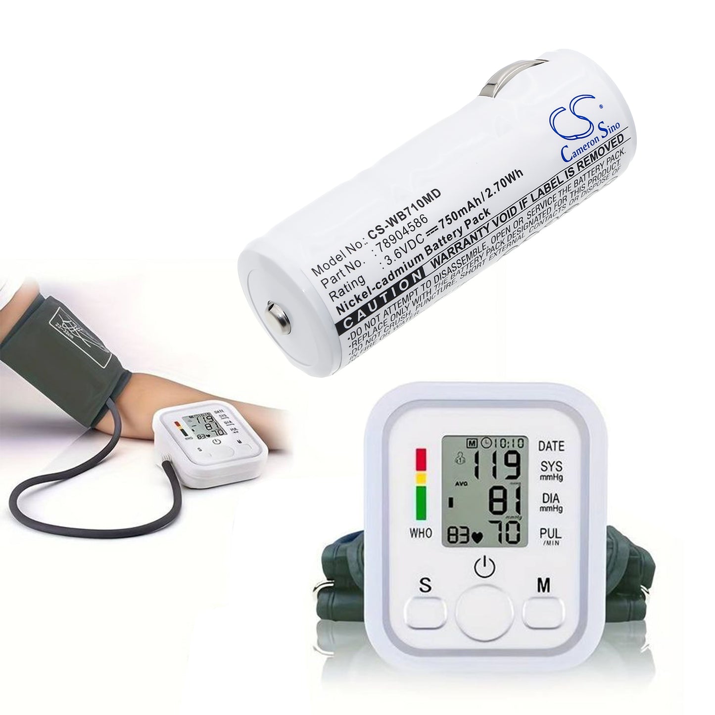 CS-WB710MD Battery – Compatible with Welch Allyn Otoscope & Ophthalmoscope Handles