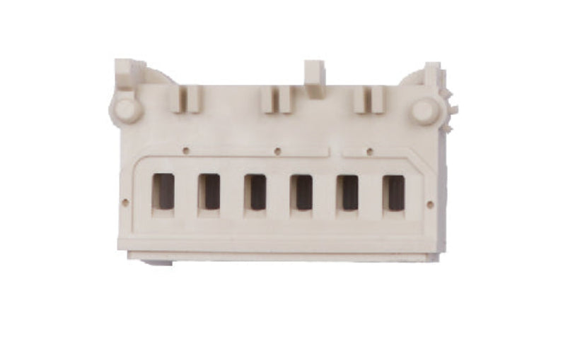 White plastic component on a white background