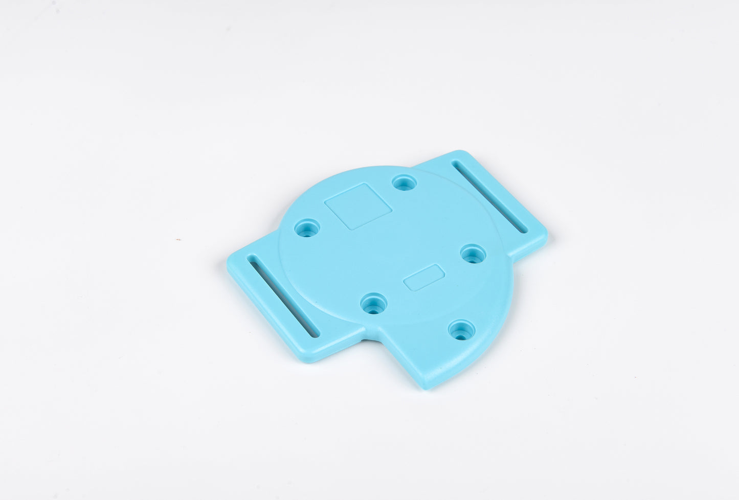Blue plastic bracket on a white background