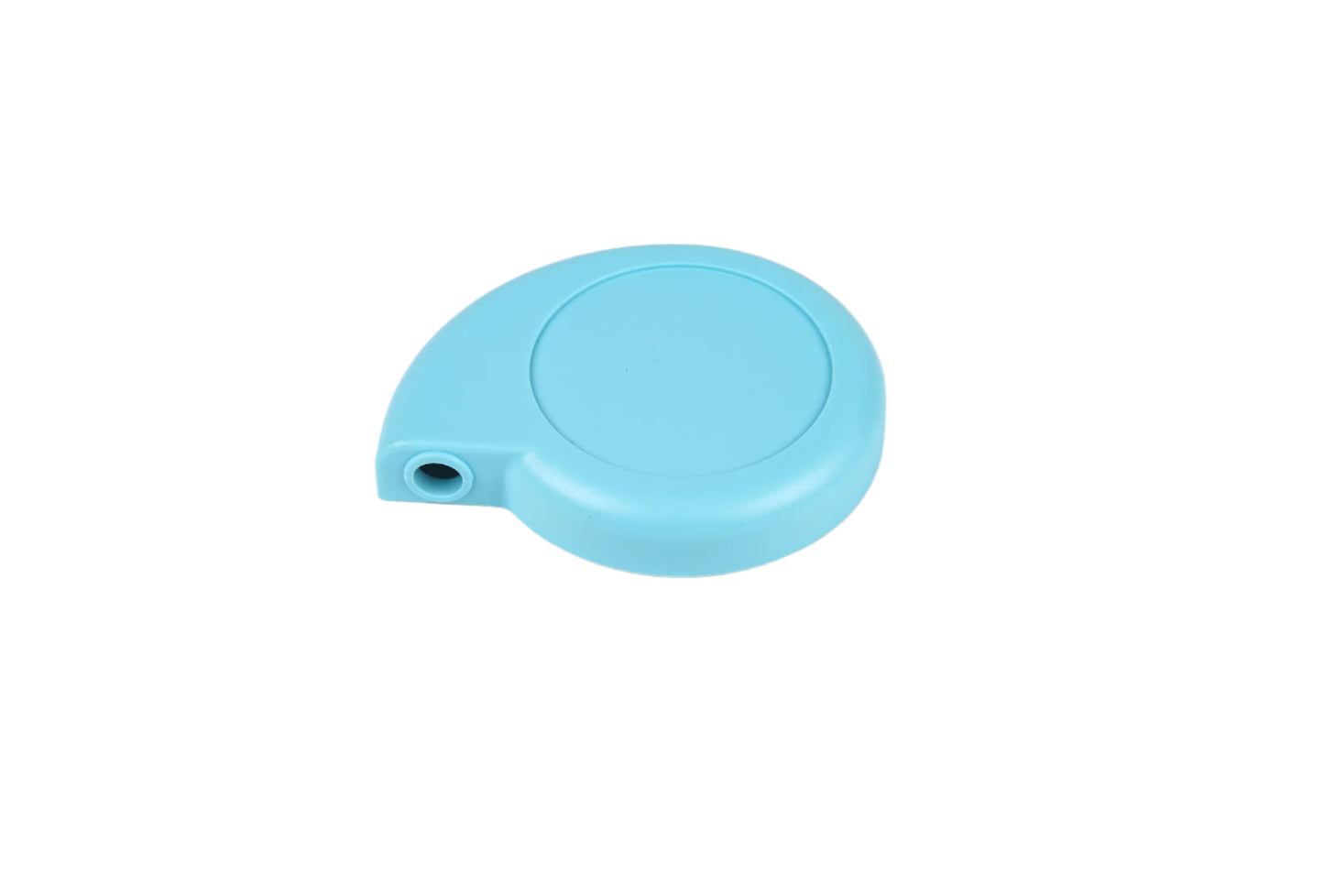 Light blue plastic component on a white background