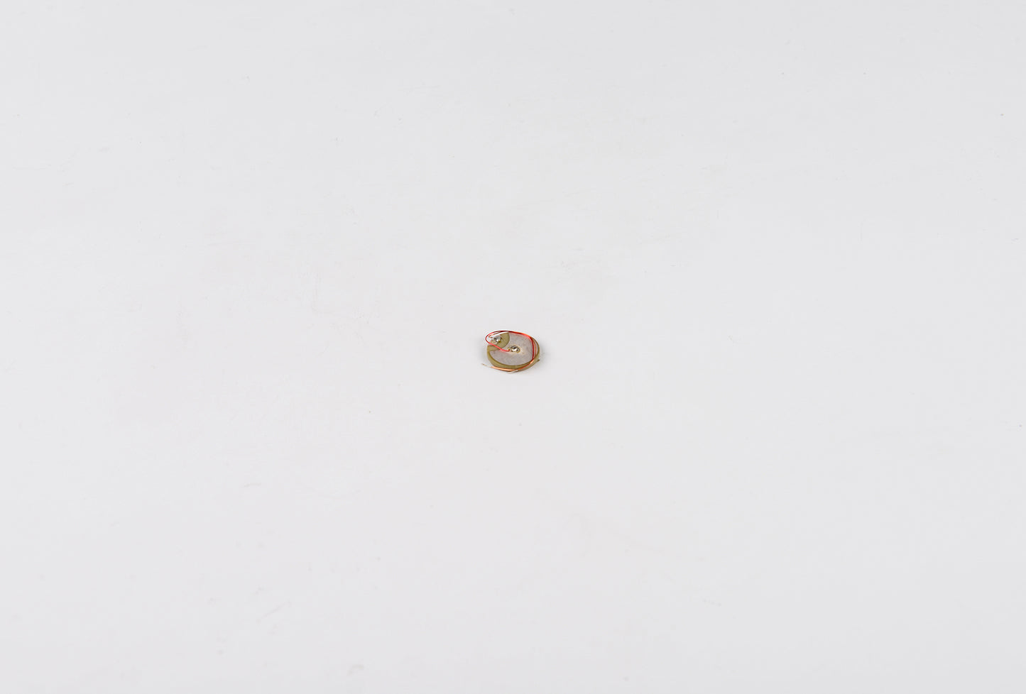 Small round object with a face design on a white background