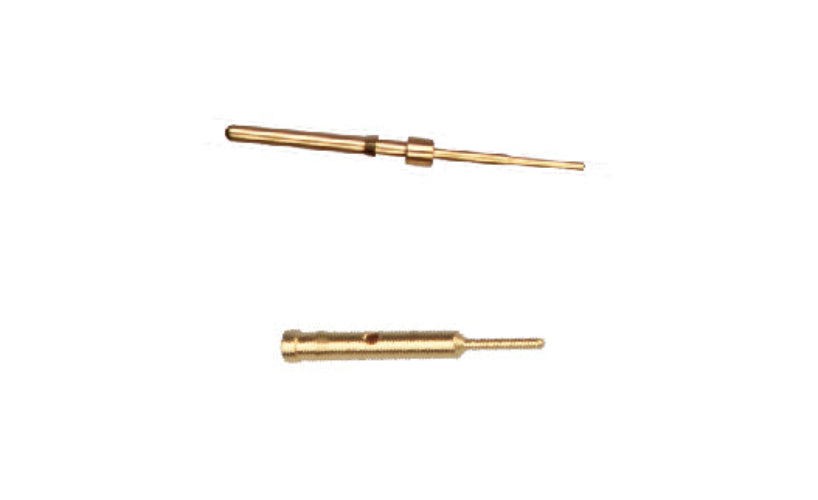 Two brass nozzles on a white background
