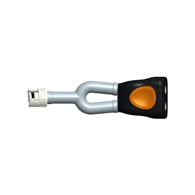 A NIBP cuff adapter with a Y-shaped design, featuring a male subminimum to DINACLICK female recept.