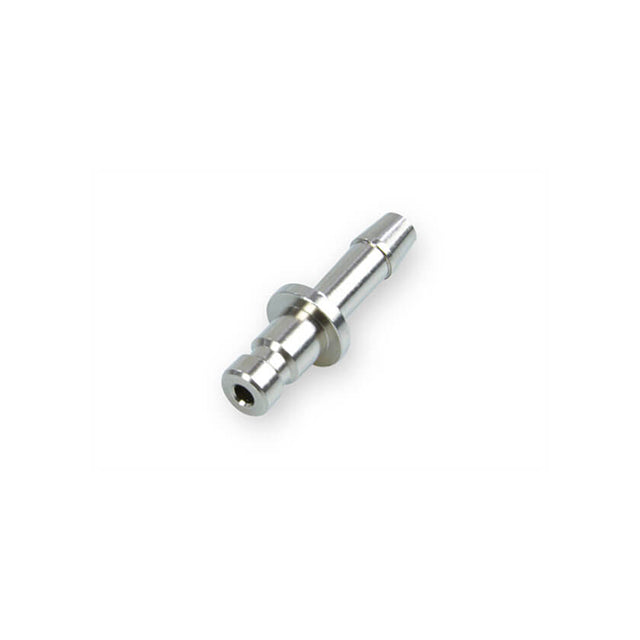 A single silver-colored male bayonet connector for medical equipment.