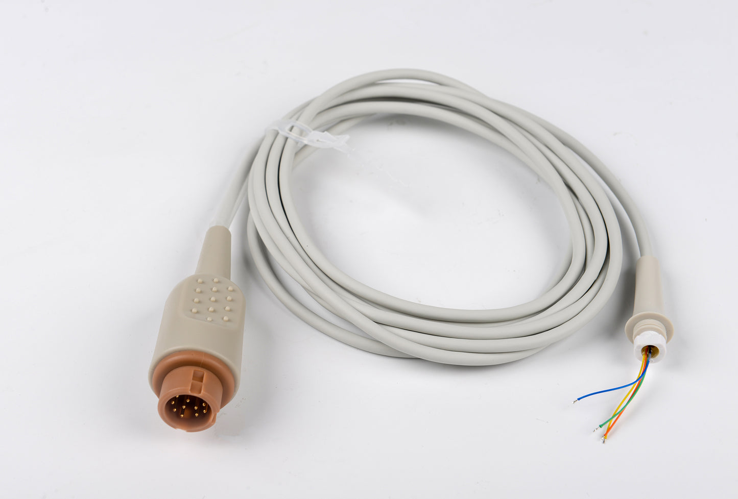 Medical cable with connectors on a white background