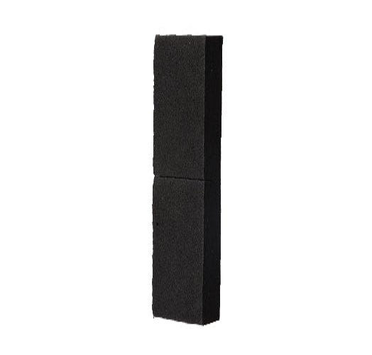 Black rectangular sponge on a white background