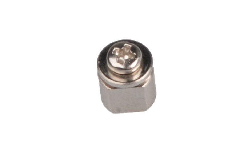 Metallic connector on a white background