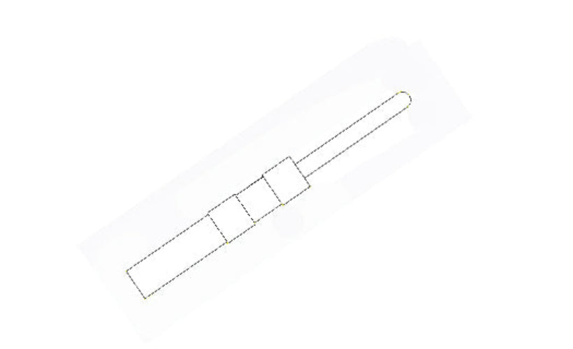 Schematic diagram of a rectangular component with multiple sections on a white background