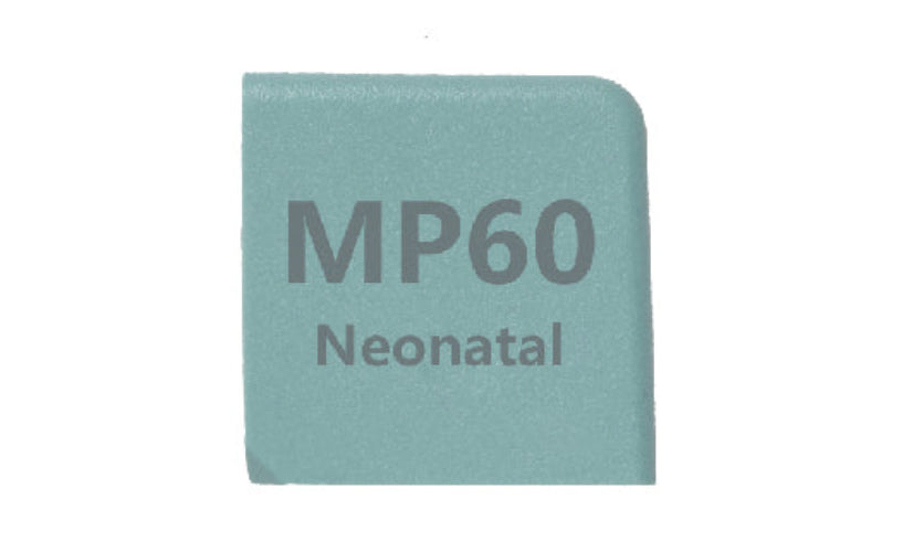 Teal square with 'MP60 Neonatal' text on a white background