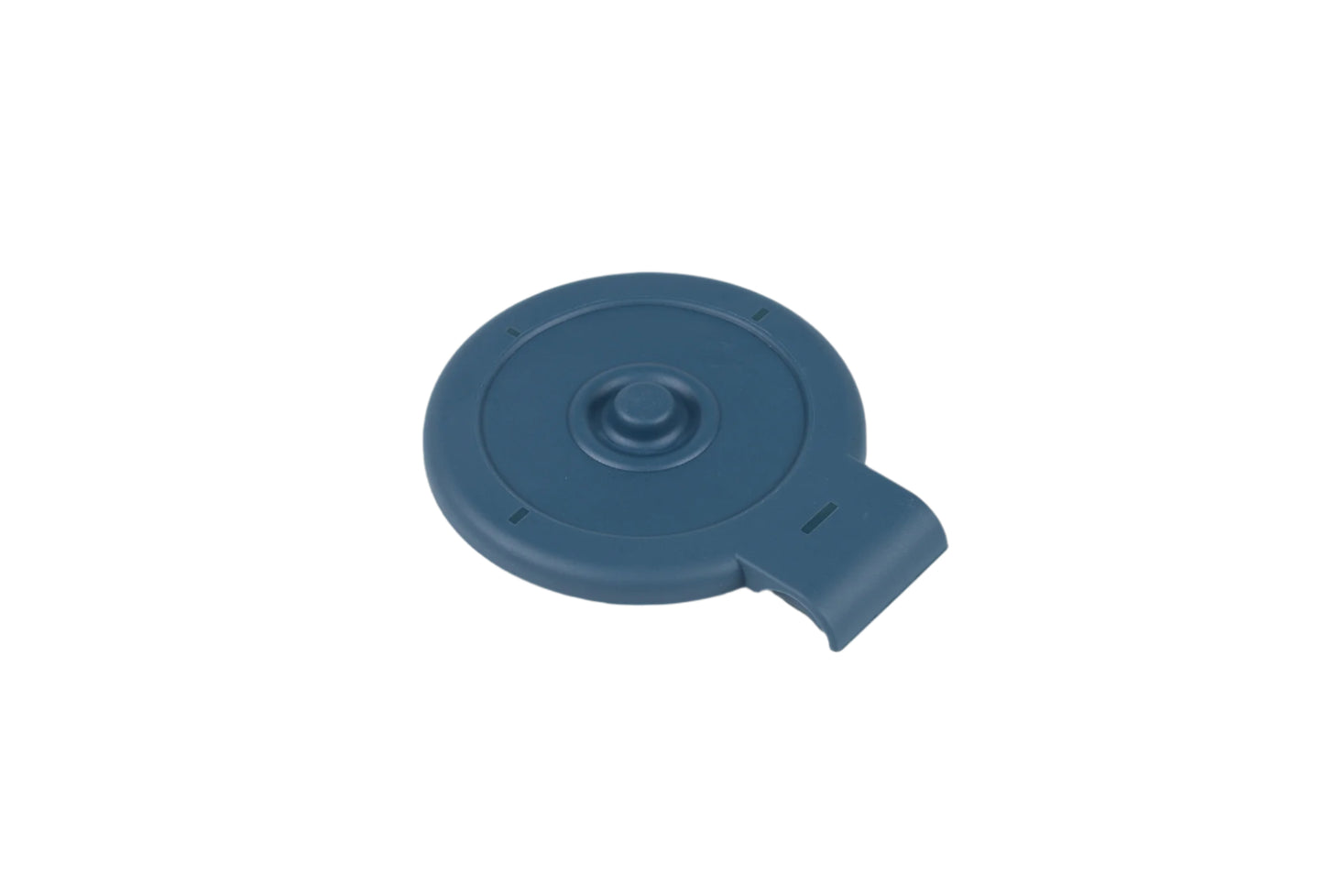 Blue plastic component on a white background