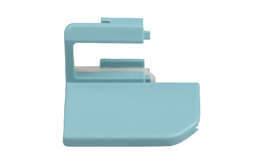 Light blue plastic bracket on a white background