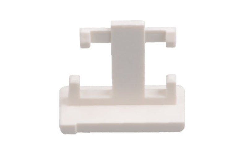 White plastic bracket on a white background
