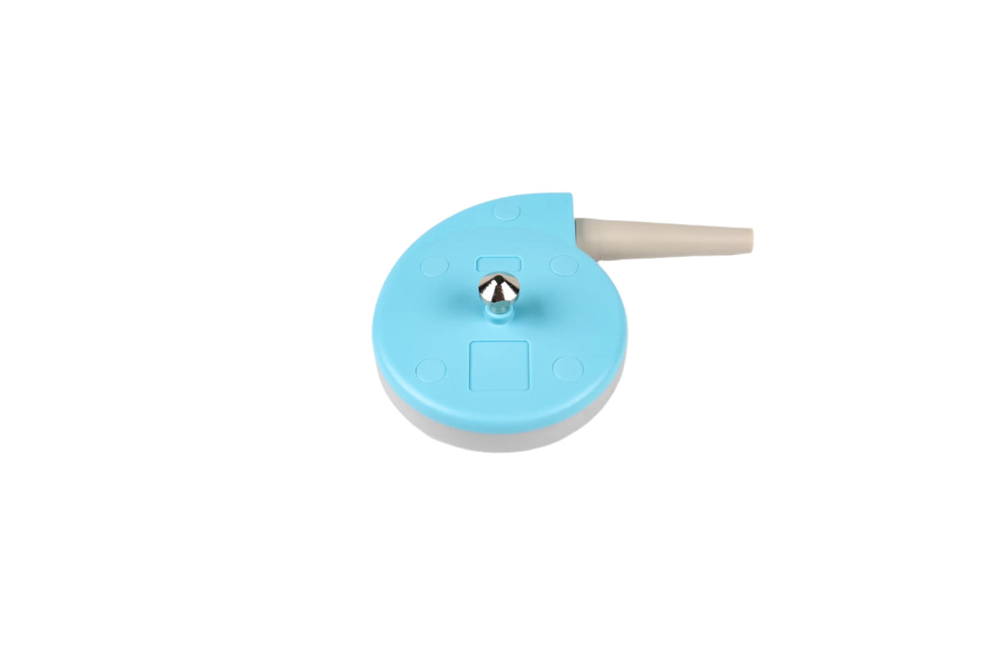 Small blue and white device on a white background