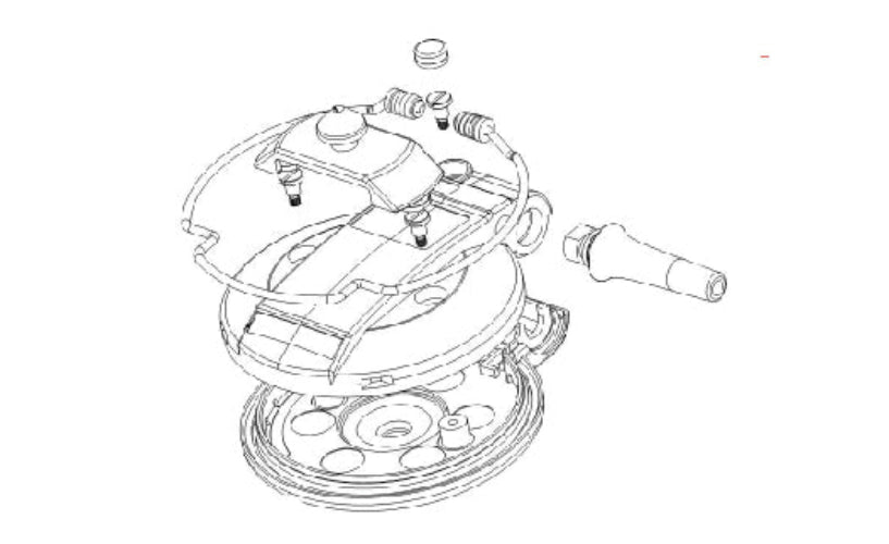 Technical drawing of a mechanical component on a white background