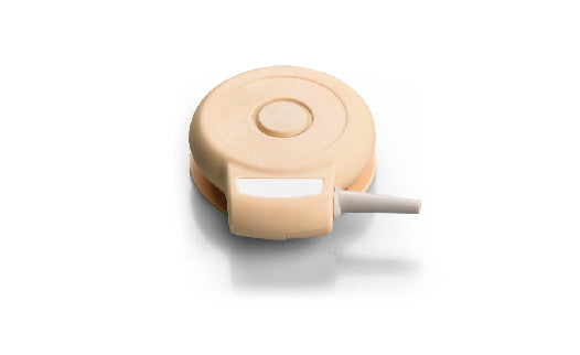 Beige retractable cable on a white background