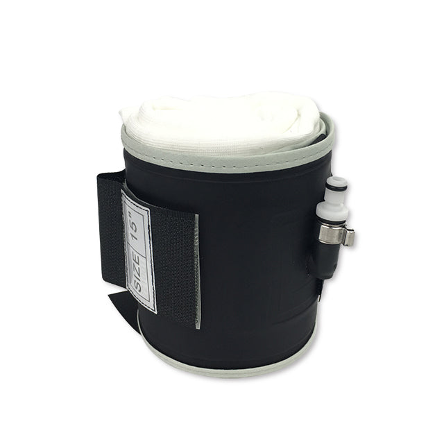 A black and gray reusable tourniquet cuff with a single port and a white bladder, designed for compatibility with Zimmer tourniquet systems.
