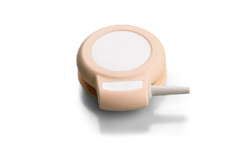 Beige and white electronic device on a white background