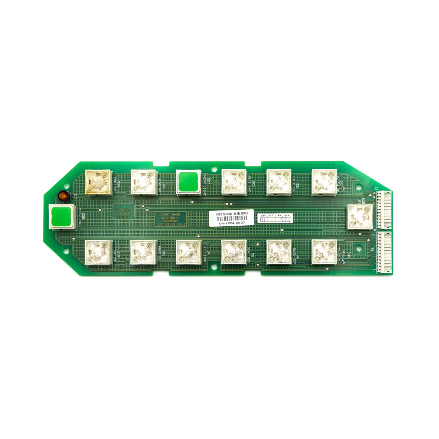 Hillrom Compatible Right Patient Siderail Power Control Board Assembly, 6528602P