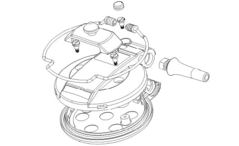 Technical drawing of a mechanical component on a white background