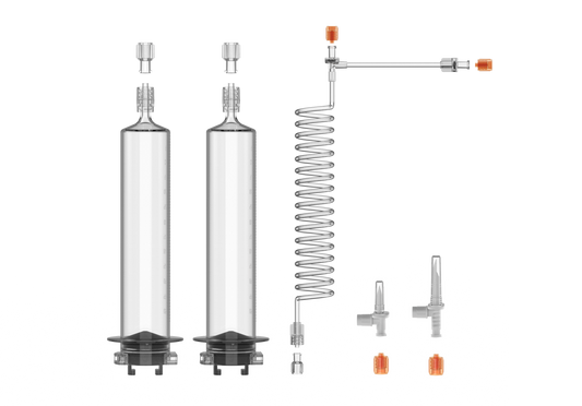 2 × 65ml Syringes with 250cm T-Coiled Connecting Tube & 2 Spikes