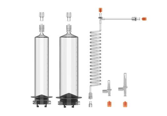 1 × 65ml & 1 × 115ml Syringes with 250cm T-Coiled Connecting Tube & 2 Spikes