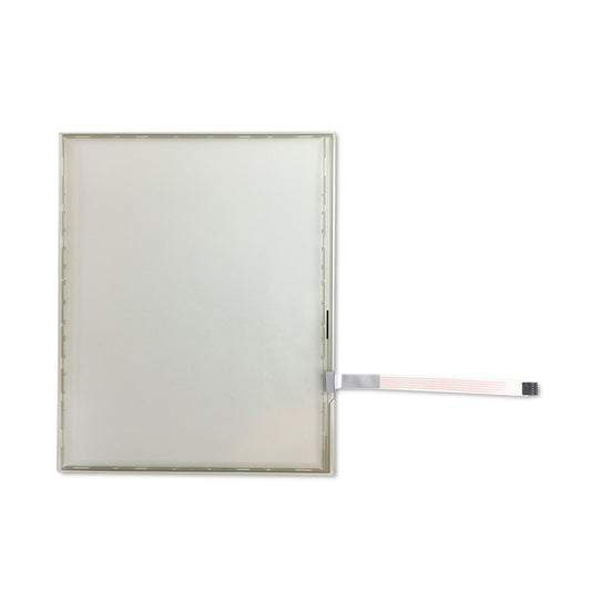 A 15.1 inch touch screen display compatible with Philips ELO touch screen glass, featuring a 5 wire connection and a bezel border.
