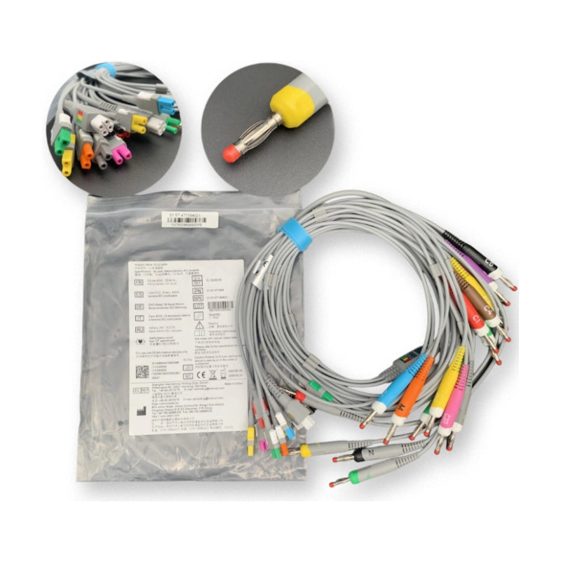 Edan 18-Lead ECG Cable, 4mm Banana IEC | EL16DIB181