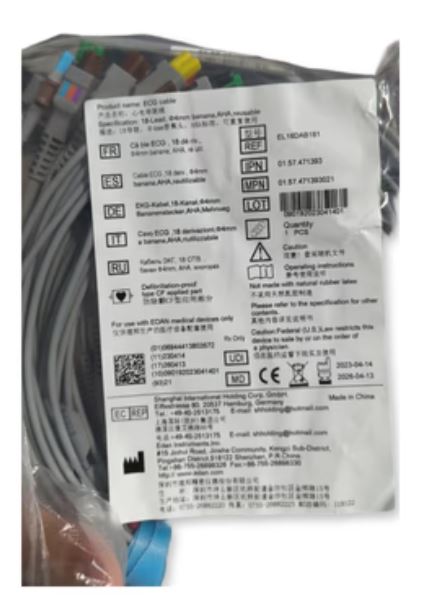 Edan 18-Lead ECG Cable, 4mm Banana | EL16DAB181