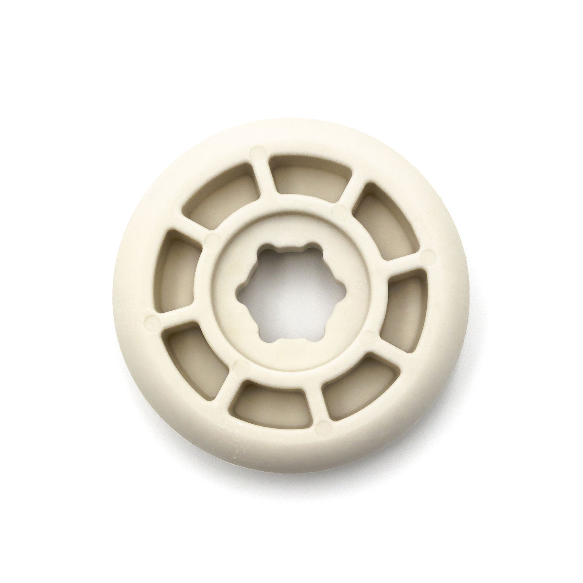 A beige circular bumper, designed to be compatible with Hillrom medical equipment.