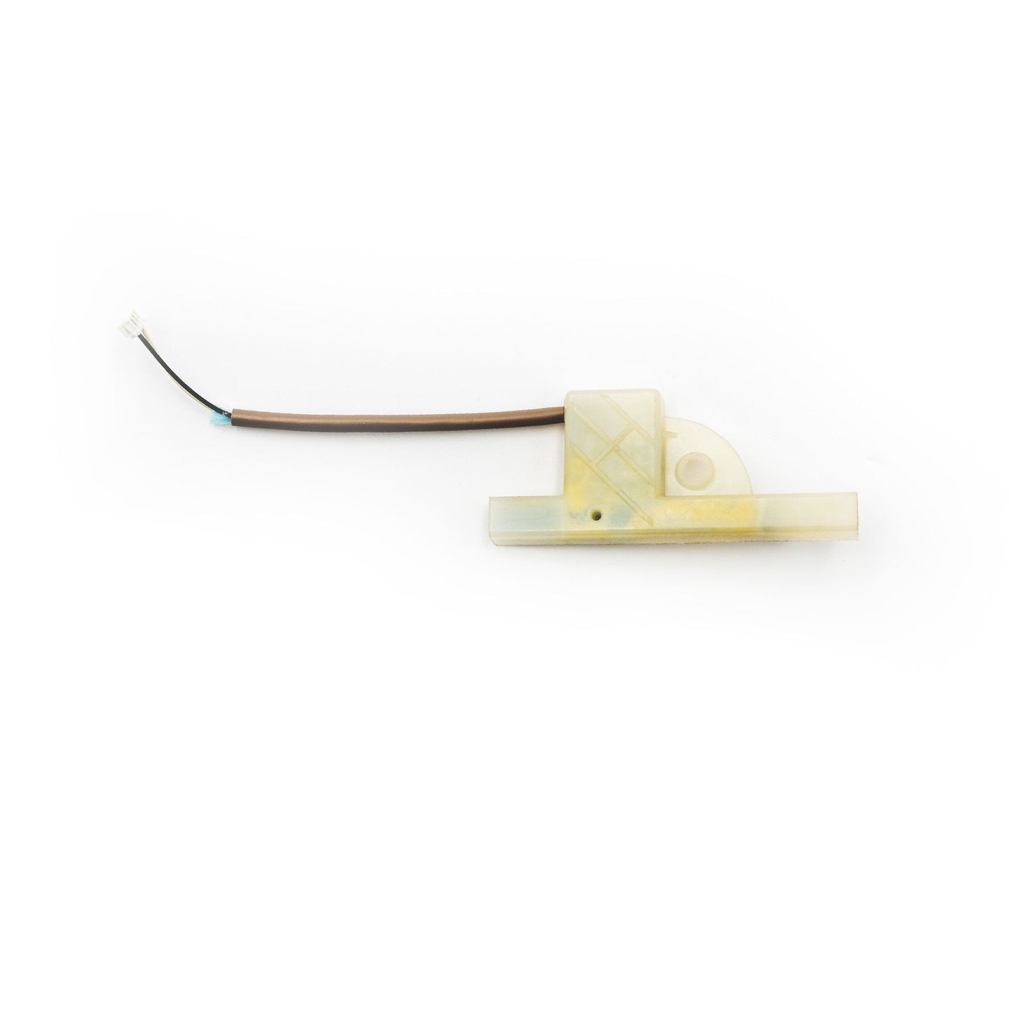 An image showing a Hillrom compatible CPR switch housing assembly, primarily beige in color, with a screw and wiring.