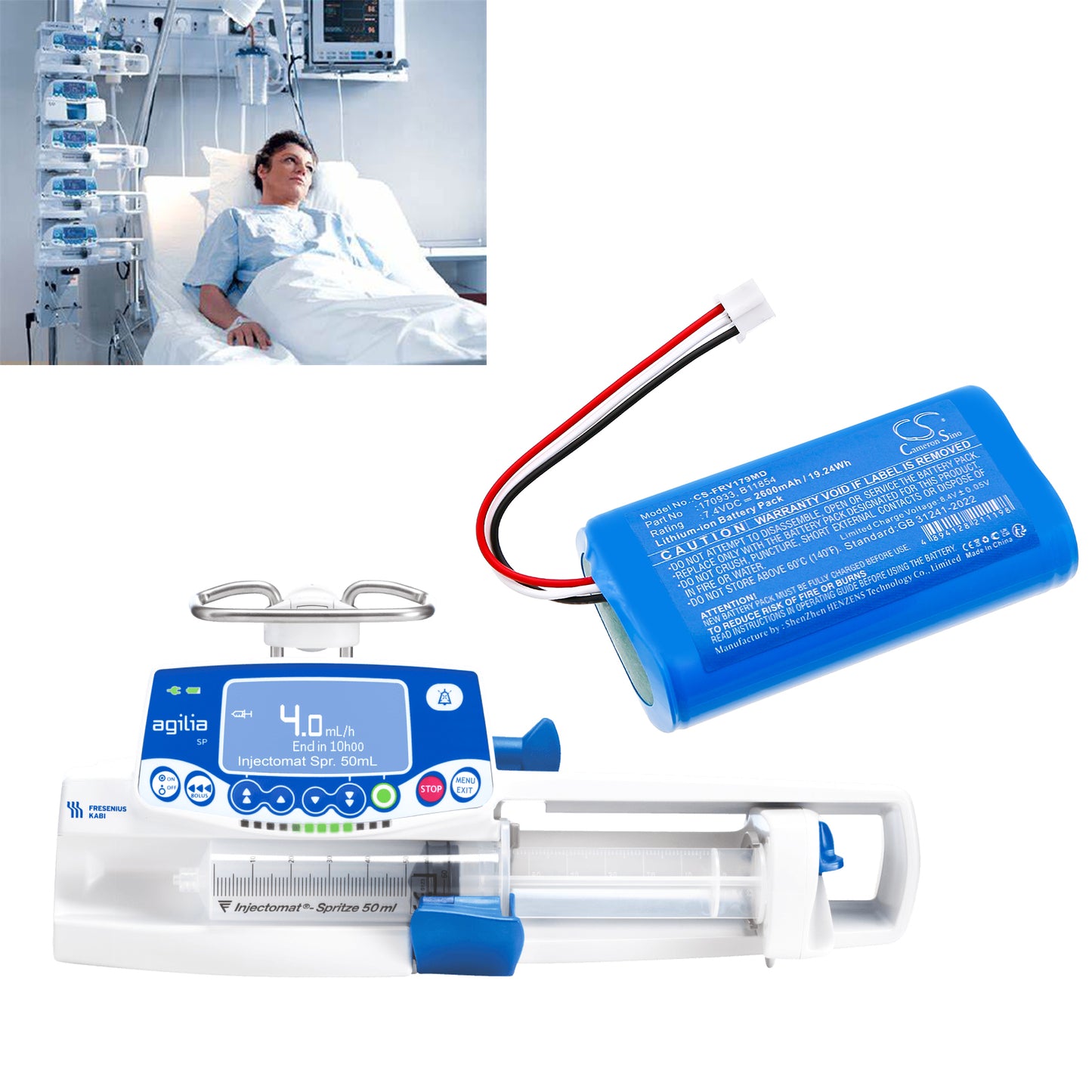 Battery for Fresenius Agilia 4+ / 6+ / 8+ / Link+ / Volumat Agilia – 7.4V 2600mAh