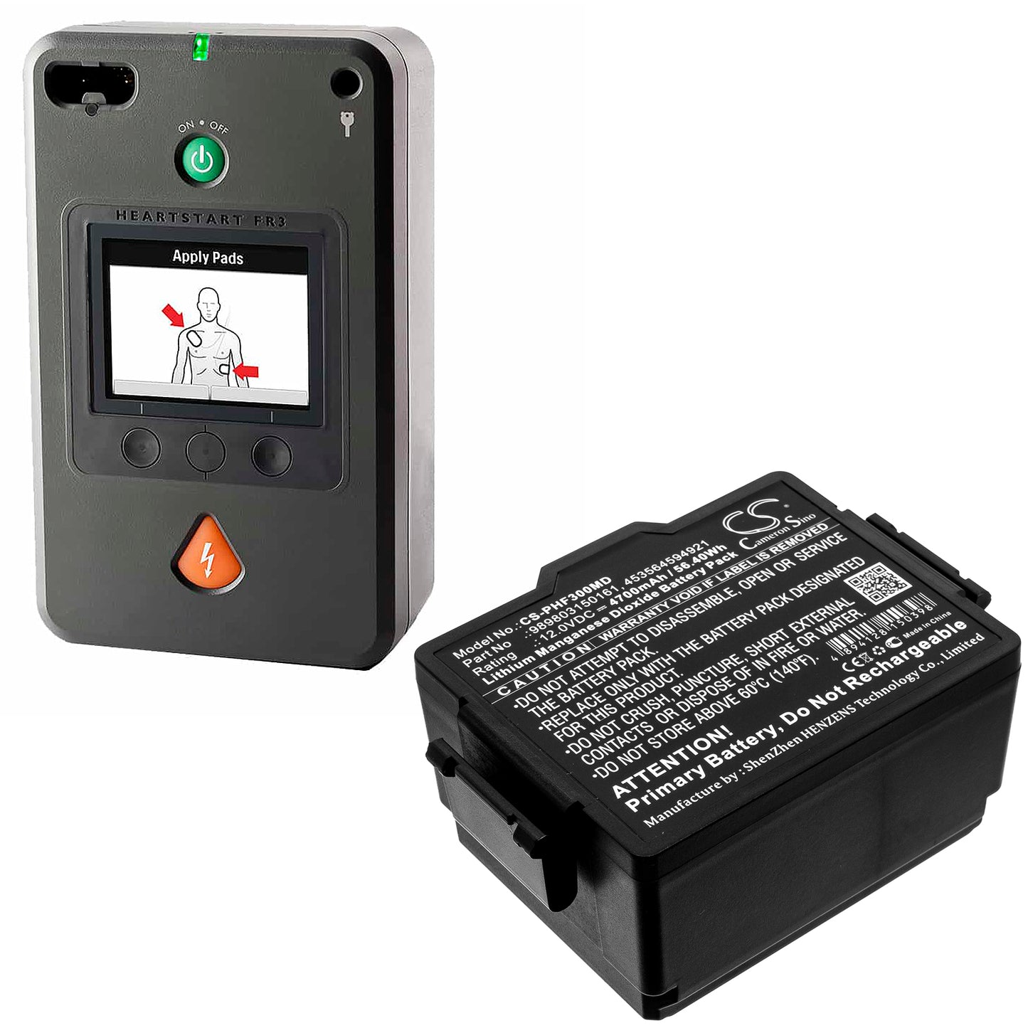 Battery for Philips HeartStart FR3 AED – 12.0V 4700mAh