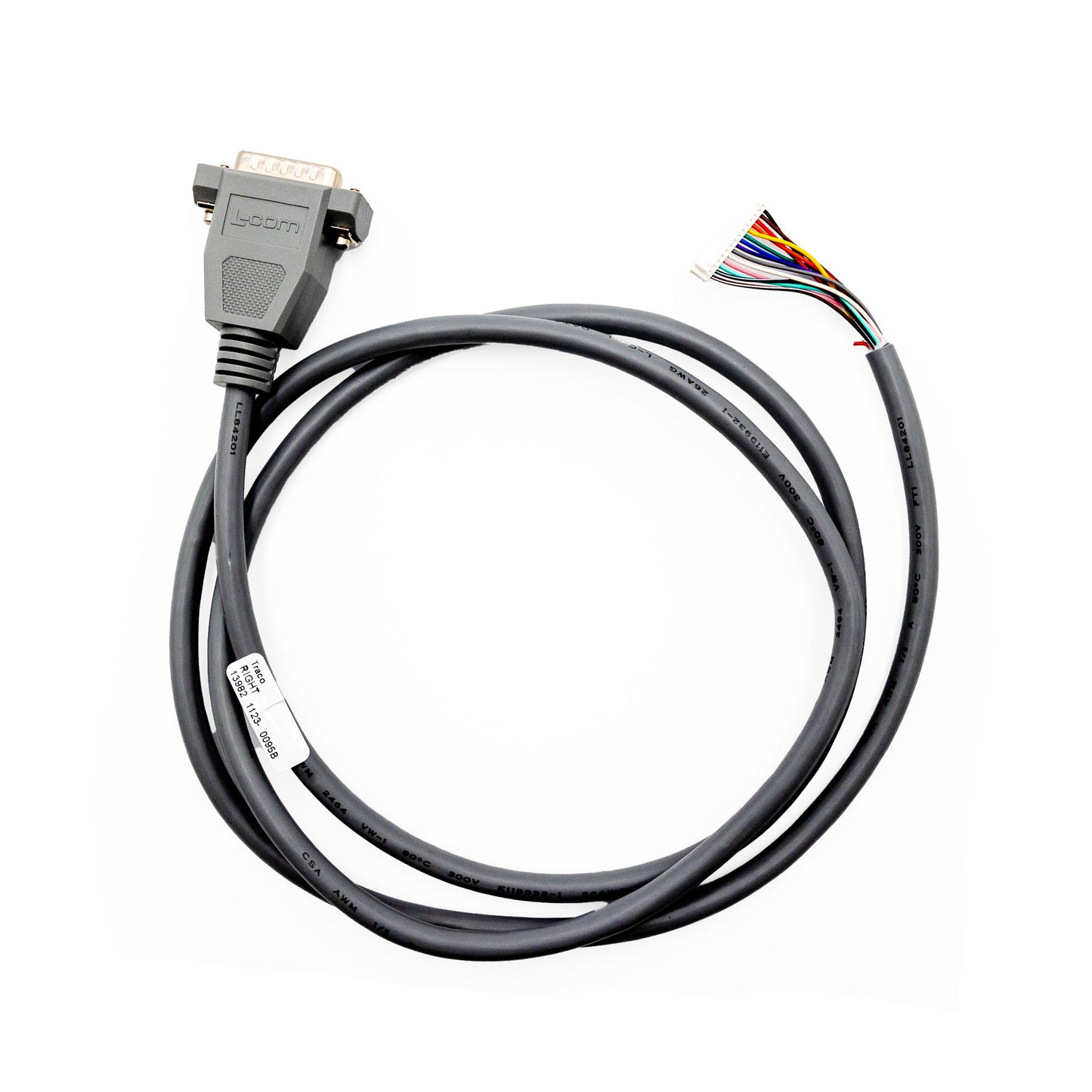 A right-handed medical device cable assembly with a gray connector compatible with Hillrom, SA1734.