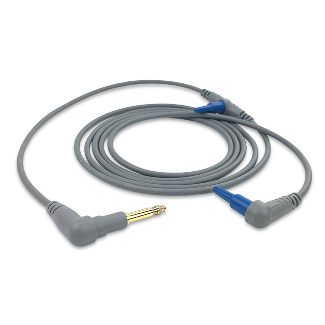 A dual airway temperature probe with a right angle 900MR569, featuring two grey connectors and a coiled cable.